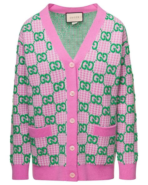 pink and green gucci cardigan